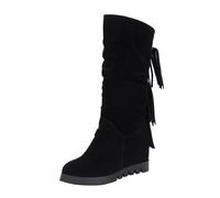 Stivali Cowboy Texani Marroni Donna Alti Fino Al Ginocchio Senza Tacco, Sneakers Nere, Scarpe Invernali Antiscivolo