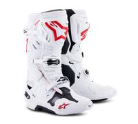 Alpinestars Tech 10 Supervented Stivali da motocross, bianco-rosso, taglia 49 50 per maschi