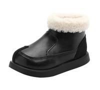 Stivali da bambina Autumn Winter Boots Plus Velvet Children's Fashion Side Zipper Stylish Stitching Cute Little Girl Two Cotton Boots Bambini Stivali da neve, Nero , 25.5 EU
