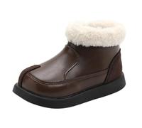 Stivali da bambina Autumn Winter Boots Plus Velvet Children's Fashion Side Zipper Stylish Stitching Cute Little Girl Two Cotton Boots Bambini Stivali da neve, marrone, 26 EU