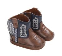 Stivali da bambina in morbida pelle PU stivaletti alla moda con suole morbide da principessa, rotondi, in pelle, flessibili e morbidi stivali piatti per la primavera autunno, Blu, 22 EU