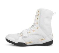 Stivali da Boxe Unisex, Calzature per Bodybuilding da Wrestling per Scarpe da Boxe, Scarpes per Arti Marziali per Bambini, Giovani, Adulti (White&Gold,43.5)