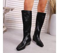 Stivali da cavaliere a punta quadrata nuovi per l'autunno/inverno 2025 da donna, con interno rialzato nascosto, che allungano le gambe, aderenti, in morbida pelle sopra il ginocchio, versatili CN35,CN