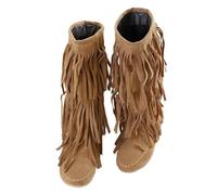 Stivali Da Cavaliere Con Nappe E Frange In Finta Pelle Scamosciata | Scarpe casual con tacco piatto Stivaletti eleganti Scarpe da cowboy