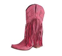 Stivali da cavaliere in pelle stivali da donna stivali da cowboy stivali da cowboy alla moda tacco basso nappe stivali con plateau da donna casual eleganti scarpe da ballo stivali a punta antiscivolo