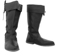 Stivali da Cavaliere medievali da Uomo Stivali Alti da Cavaliere Vintage da Pirata Stivali da Cowboy in Pelle PU, Accessori per Costumi Cosplay di Halloween,Nero,38 EU