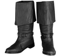 Stivali da Cavaliere medievali da Uomo Stivali Alti da Cavaliere Vintage da Pirata Stivali da Cowboy in Pelle PU, Accessori per Costumi Cosplay di Halloween,Nero,44 EU