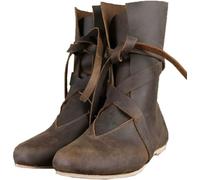 Stivali da Cavaliere medievali in Pelle PU Stivali Cosplay medievali rinascimentali Stivali Vintage da Donna da Uomo Scarpe Stringate con Fondo Piatto,Marrone,42 EU