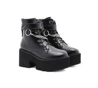 Stivali da Combattimento con Piattaforma per Le Donne - Stivali da Passeggio Invernali Casual con Tacco Grosso con Cerniera Laterale per Eventi Concerto, Serata Fuori,Nero,40 EU