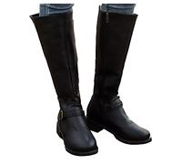 Stivali da cowboy alti da donna, stile vintage, senza lacci, con tacco in