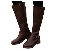Stivali da cowboy alti da donna, stile vintage, senza lacci, con tacco in
