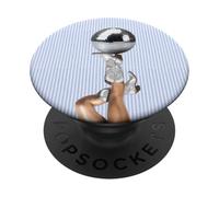 Stivali da cowboy bianchi e pinup con palla a specchio strisce azzurre PopSockets PopGrip Adesivo