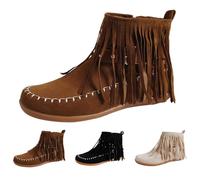 Stivali da cowboy da donna con frangia borchiati stivali da donna nappa stivaletto da cowboy occidentale stivali da cowboy in pelle scamosciata stivaletti invernali pull on stivaletti moda suola