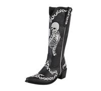 Stivali da cowboy, da donna, con tacco a blocco, con fibbie, tinta unita, con punta antiscivolo, per attività all'aperto, grandi dimensioni, da cowboy, comodi stivali da donna, 37-42,5 EU, Nero , 39