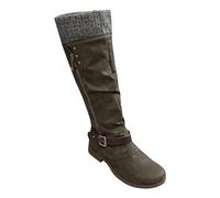 Stivali da cowboy da donna eleganti in pelle scamosciata, stivali da cowboy, stivali da donna con fibbia, tacco alla caviglia, stivali vichinghi, cacciatori di cavalieri, verde, 39 EU