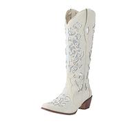 Stivali da cowboy, da donna, estivi, da cowboy, per il rinascimento, per le mezze stagioni, per Halloween, cosplay, bianco, 38 EU