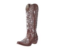 Stivali da cowboy, da donna, estivi, da cowboy, per il rinascimento, per le mezze stagioni, per Halloween, cosplay, marrone, 41 EU