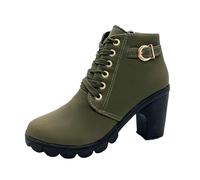 Stivali da cowboy, da donna, in pelle scamosciata, da cowboy, con chiusura lampo, con tacco a blocco, alla caviglia, stivali estivi vichinghi, da cavaliere, da cowboy, verde, 39 EU