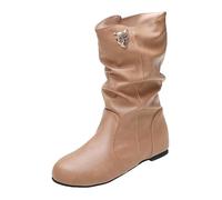 Stivali da cowboy da donna, neri, alla moda, stivaletti corti | Stivali da donna a mezza altezza, stivaletti alla caviglia, in pelle, taglia grande, stile vintage, senza lacci
