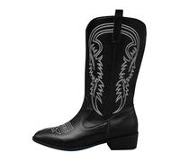 Stivali da cowboy da donna stivali occidentali metà vitello ricamato scarpe da cowgirl donne ricamo grandi yards maniche stivali donna nuova Europa e gli Stati Uniti moda metà vitello stivali a maglia