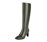 Stivali da cowboy, eleganti stivaletti da donna in pelle scamosciata, da cowboy, con tacco a blocco, invernali, autunno, vichinghi, cacciatori di cavalieri, verde, 35 EU