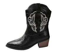 Stivali da cowboy, estivi, da donna, unisex, per il rinascimento, per le mezze stagioni, da donna, Nero , 42 EU