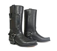 Stivali da Cowboy Occidentali Stivali da Uomo Punta Quadrata PU Stivali in Pelle Vintage Steampunk Scarpe da Cavaliere Tacco Basso Mid Tube Rider Cavallo Stivali da Moto per Cos,Nero,48