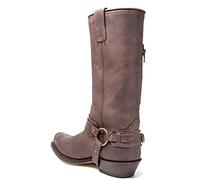 Stivali da Cowboy Occidentali Stivali da Uomo Punta Quadrata PU Stivali in Pelle Vintage Steampunk Scarpe da Cavaliere Tacco Basso Mid Tube Rider Cavallo Stivali da Moto per Cos,Grigio,43