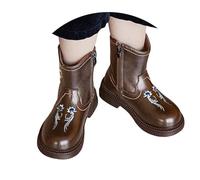 Stivali da cowgirl per ragazze UK Western Cowboy retrò stivaletti corti in pelle vintage ricamo metà polpaccio stivali da equitazione bambino Outfoor autunno inverno scarpe antiscivolo calzature
