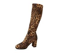 Stivali da Donna al Ginocchio Leopardati Stivaletti Alti Cavalieri Boots Moda Animalier Vintage Autunno Inverno Festa per Festival Party Serata Contemporaneo Look Fashion per La Serata
