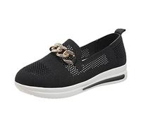 Stivali da donna alla moda tinta unita con catena a maglia decorativa spessa casual scarpe sportive scarpe da ginnastica per le donne taglia 11, Nero , 40 EU