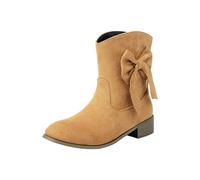 Stivali da donna, alta pelle, scarpe casual alla moda, scarpe di grandi dimensioni, stivali, tacco largo, caldi e confortevoli, stivaletti da donna con punta a punta, traspiranti, marrone, 37 EU