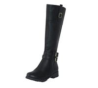 Stivali da Donna Alti sopra Ginocchio Lacci Tacco Stivali Donna Scarpe con Tacco Alto e Punta Tonda Moda Fibbia per Cintura Casual High-Tube (40,Nero)