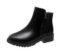 Stivali da donna con cerniera laterale, stivaletti corti, scarpe singole da donna, casual, stivali da cravatta per le donne, Nero , 39 EU