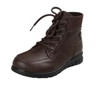 Stivali da donna con lacci e gnocchi, impermeabili, in pelle, vintage, antiscivolo, corti, classici, in pelle, alte, da trekking, per attività all'aria aperta, marrone, 41 EU