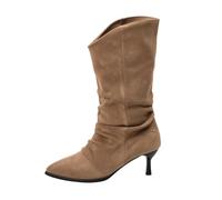 Stivali da Donna con Tacco Alto Sexy Ed Eleganti,in Camoscio,Basic e Comodi con Punta Affusolata,Tacco a Blocco Comodo,Caldi e Foderati,Scarpe alla Moda per L'Ufficio e Il Lavoro