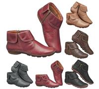 Stivali da donna con zip laterale stivali antiscivolo da donna retrò flangiato stivali classici stivaletti alla caviglia alla moda stivali con zeppa bassa casual stivaletti antiscivolo durevoli gamba