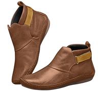 Stivali da donna di moda di colore casual piatto in pelle loop confortevole puro gancio stivali da donna carino stivali tacco grosso per le donne, Marrone, 39 EU