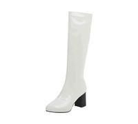Stivali da donna e belli PU punta spessa comodi non abrasivi stivali da donna taglia 8, bianco, 43 EU