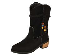 Stivali da Donna Fasce Intrecciate Frange Perline Tacco Medio Gambale Medio Moda Primavera Autunno Eleganti Comodi per Festa Serata Concerto Città Weekend Viaggio Look Boho Femminile