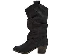 Stivali da Donna in Pelle con Cinturino Incrociato al Ginocchio con Fibbia Scarpa con Tacco Basso (Nero, Numeric_39)