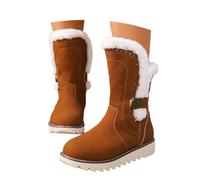 Stivali da Donna in Pelle Foderati Caldi Tinta Unita Pull On Gambale Medio Stivali Invernali Comodi Moda Autunno Inverno per Ufficio Città Weekend Festa Serata Look Elegante per Outfit Moda Donna