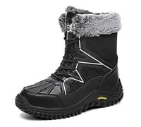 Stivali da Donna Invernali sopra al Ginocchio Pioggia Stivaletti Tacco Antipioggia Impermeabili con Paillettes Nero 37