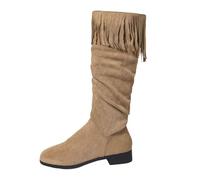 Stivali da donna Mi-Mollet alla moda, con cerniera, da donna, comodi stivaletti con lacci casual e comodi per escursioni e lavoro, Kaki 1 Deim, 37 EU