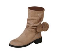 Stivali da donna Mi-Mollet alla moda, con cerniera, da donna, comodi stivaletti con lacci casual e comodi per escursioni e lavoro, Kaki 2 Deim, 37 EU