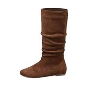 Stivali da donna Mi-Mollet alla moda, con cerniera, da donna, comodi stivaletti con lacci casual e comodi per escursioni e lavoro, Caffè Deim, 40 EU