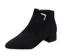 Stivali da donna nel Regno Unito, punta a punta con cerniera laterale stivaletti retrò tacco basso a blocco stivali caldi stile inglese ampia vestibilità Chelsea stivali eleganti classici stivaletti