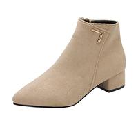 Stivali da donna nel Regno Unito, punta a punta con cerniera laterale stivaletti retrò tacco basso a blocco stivali caldi stile inglese ampia vestibilità Chelsea stivali eleganti classici stivaletti