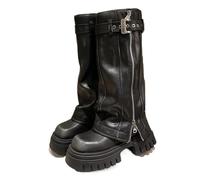 Stivali da donna punk a metà polpaccio, tacco alto, plateau, punk, da moto, stile gotico, scarpe da strada per le donne, Nero , 39 EU