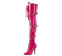 Stivali da Donna sopra Il Ginocchio con Punta a Punta, Tacco a Spillo da 12 cm e Zip Laterale - Comfort per Tutto Il Giorno per Discoteche e Cocktail Party,Rose Red,40 EU